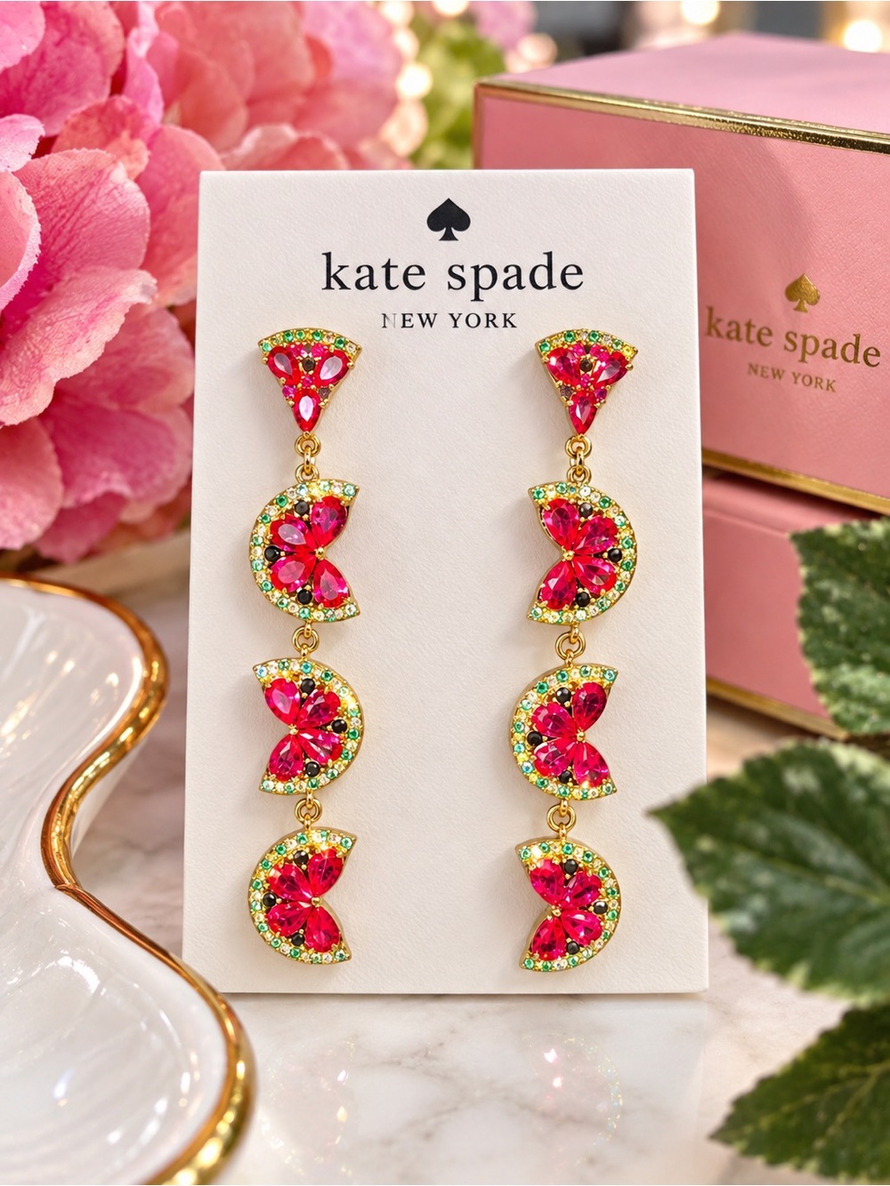 Kate Spade Watermelon Statement Drop Earrings NWOT